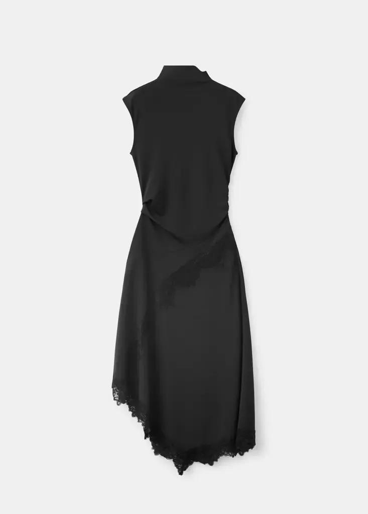 Black Asymmetric Lace Dress, Black, large image number 5