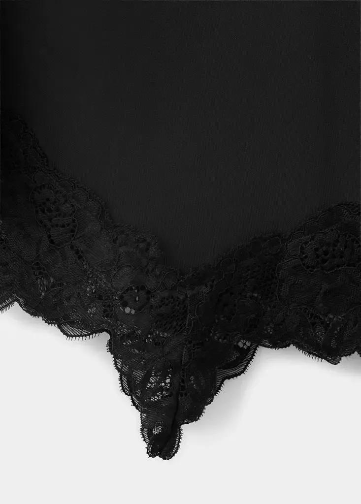 Black Asymmetric Lace Dress, Black, large image number 6