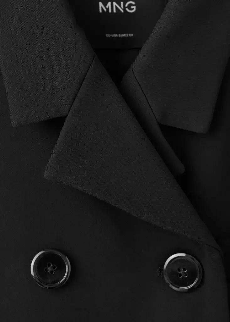 Black Cropped Crossover Blazer, Black, large image number 6