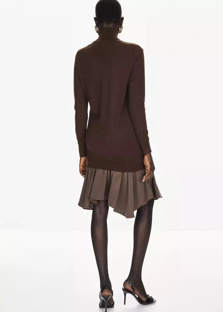 Brown Knit Combination Dress, Dark Brown, large image number 2