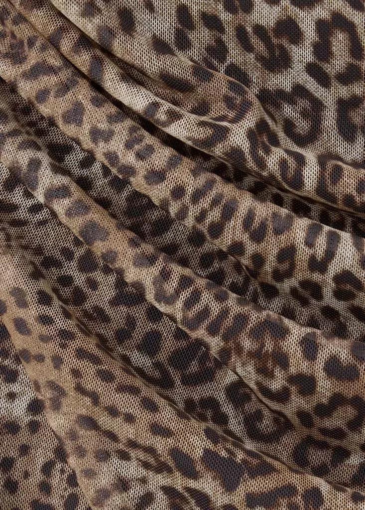 Brown Animal Print Ruched Dress, Brown, large image number 5