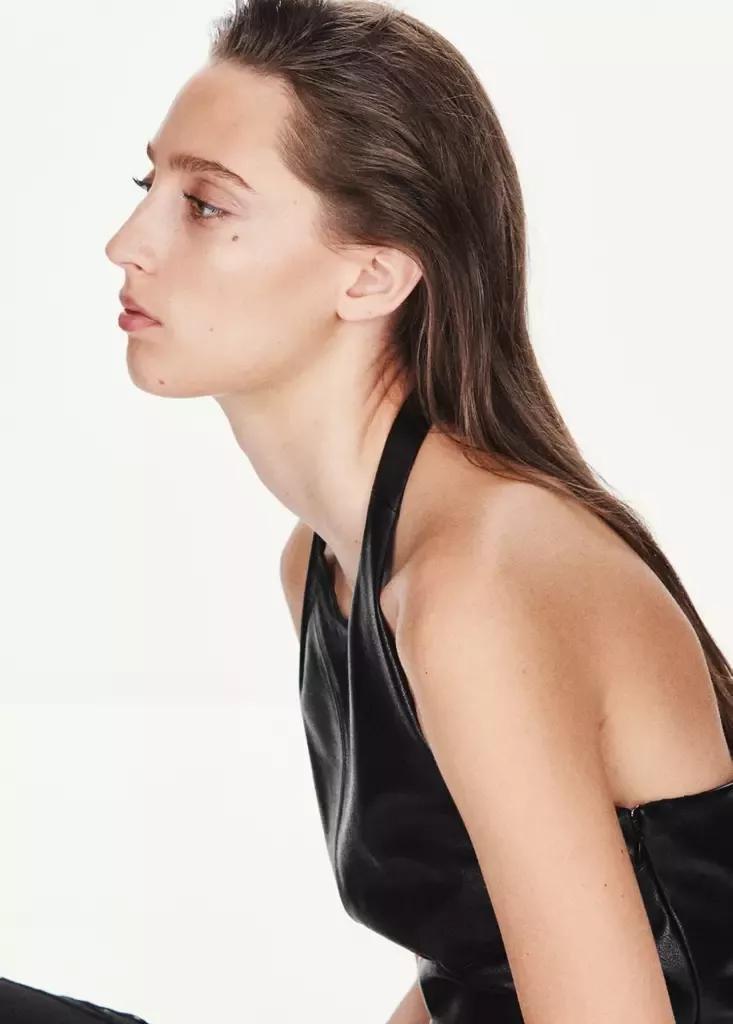Black Halter Neck Top With Fringe, Black, large image number 3