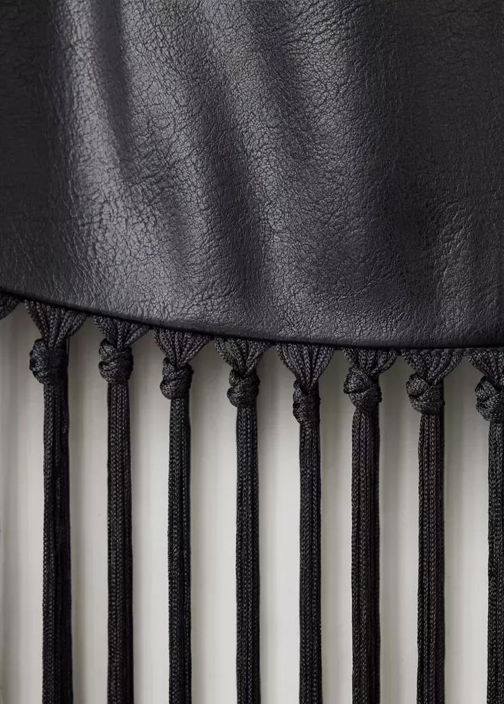 Black Halter Neck Top With Fringe, Black, large image number 7