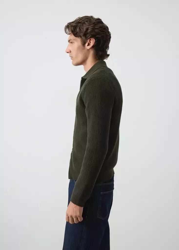 Khaki Wool-Blend Ribbed Cardigan, Beige - Khaki, large image number 4
