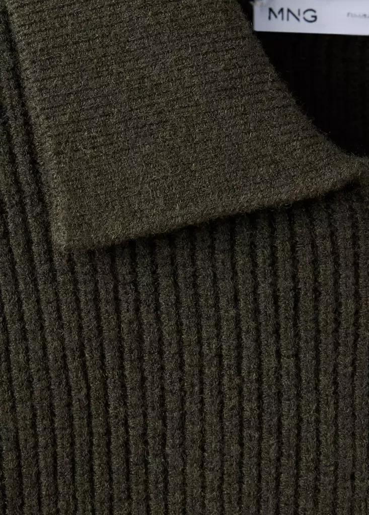 Khaki Wool-Blend Ribbed Cardigan, Beige - Khaki, large image number 6