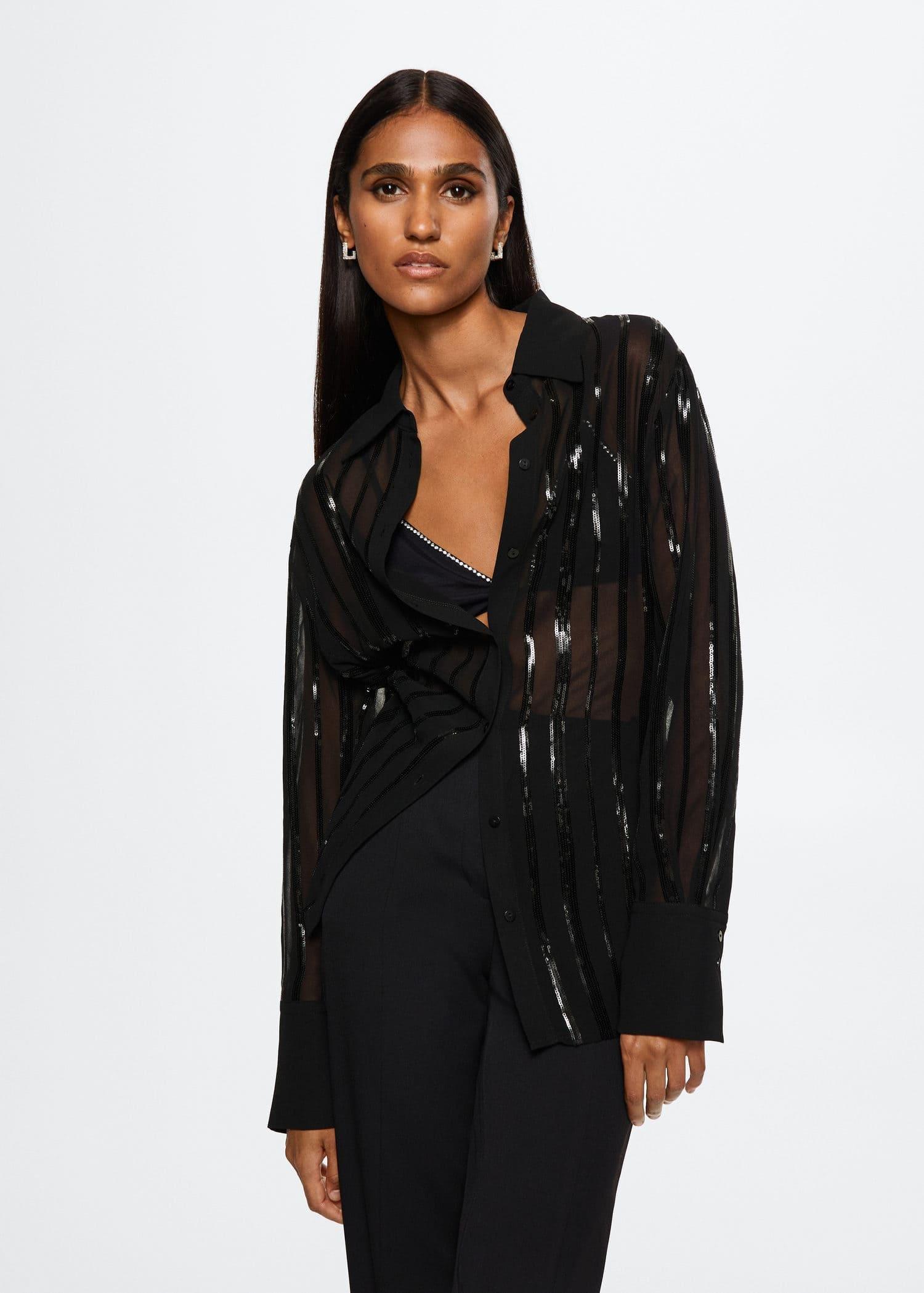 Black Sequin Shirt, , large image number 0
