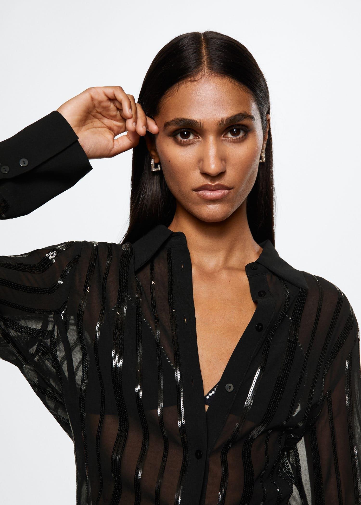 Black Sequin Shirt, , large image number 2