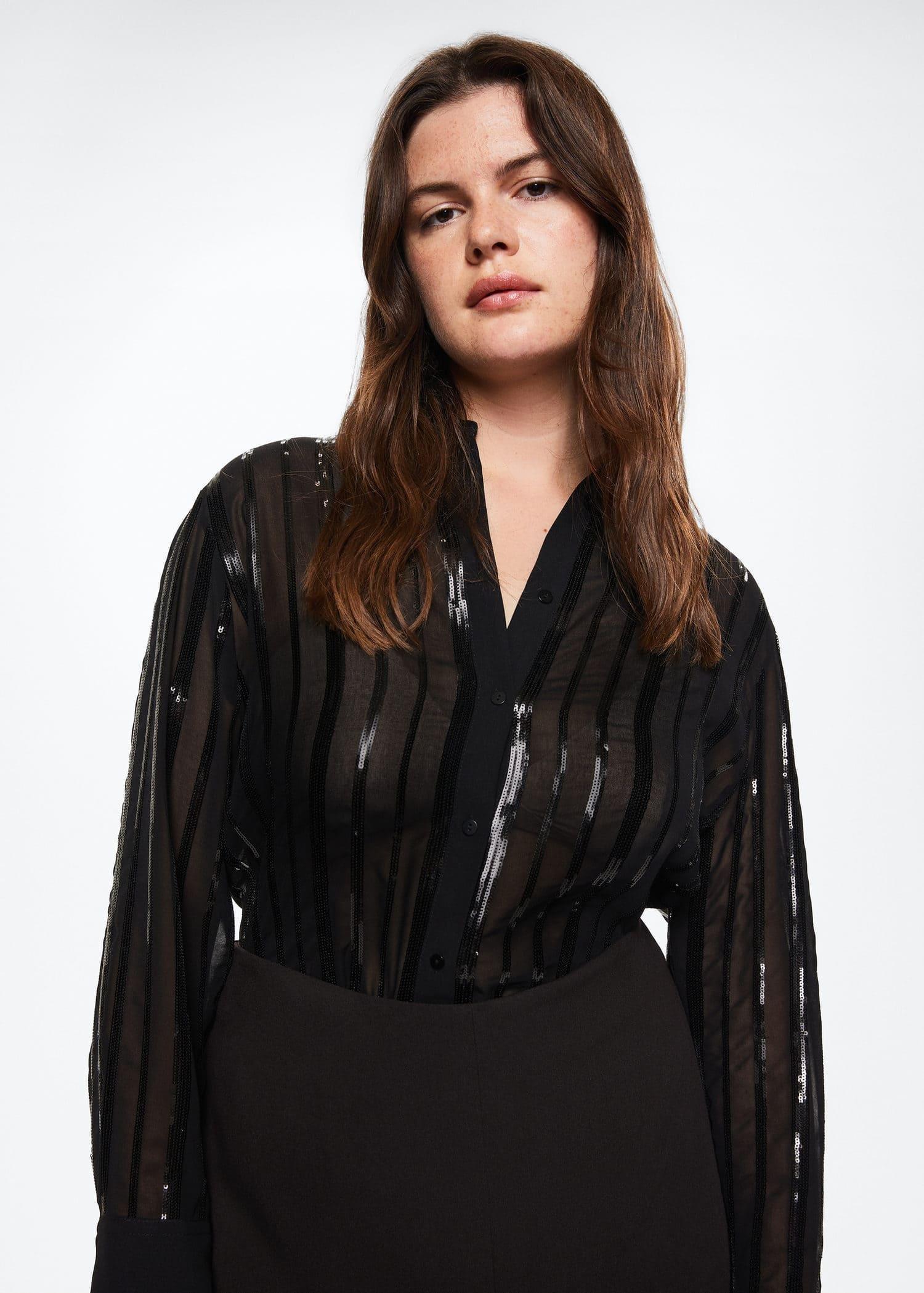 Black Sequin Shirt, , large image number 4