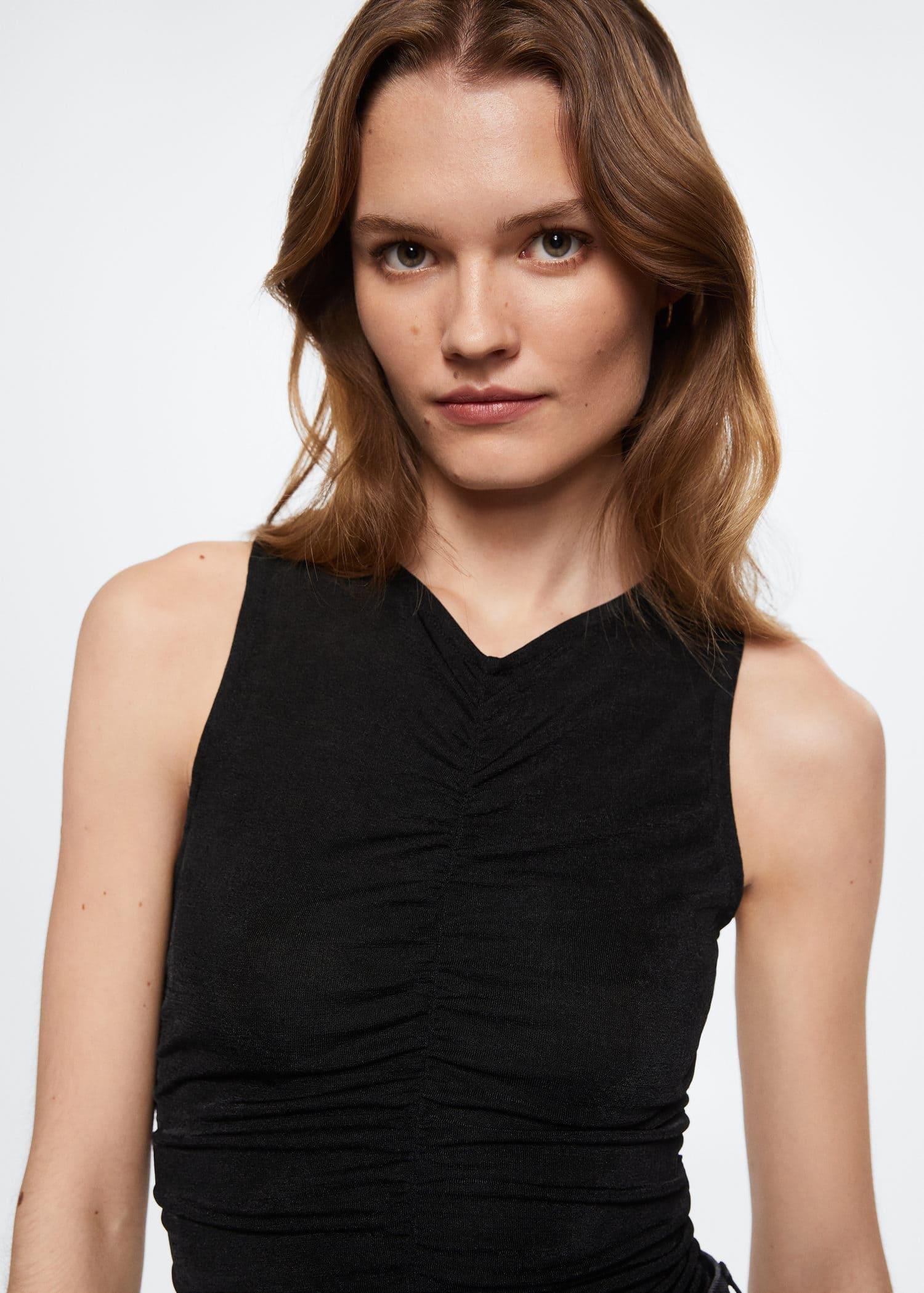 black Ruched detail top, , large image number 2