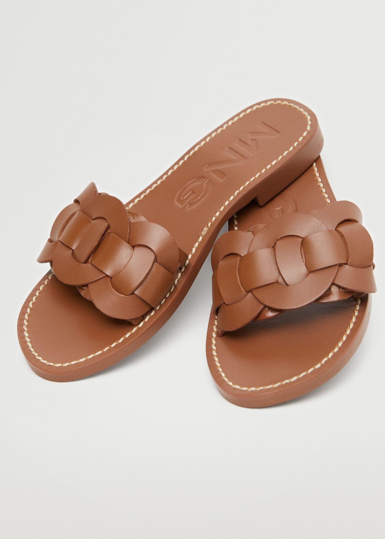 brown Leather braided sandals, , large image number 0