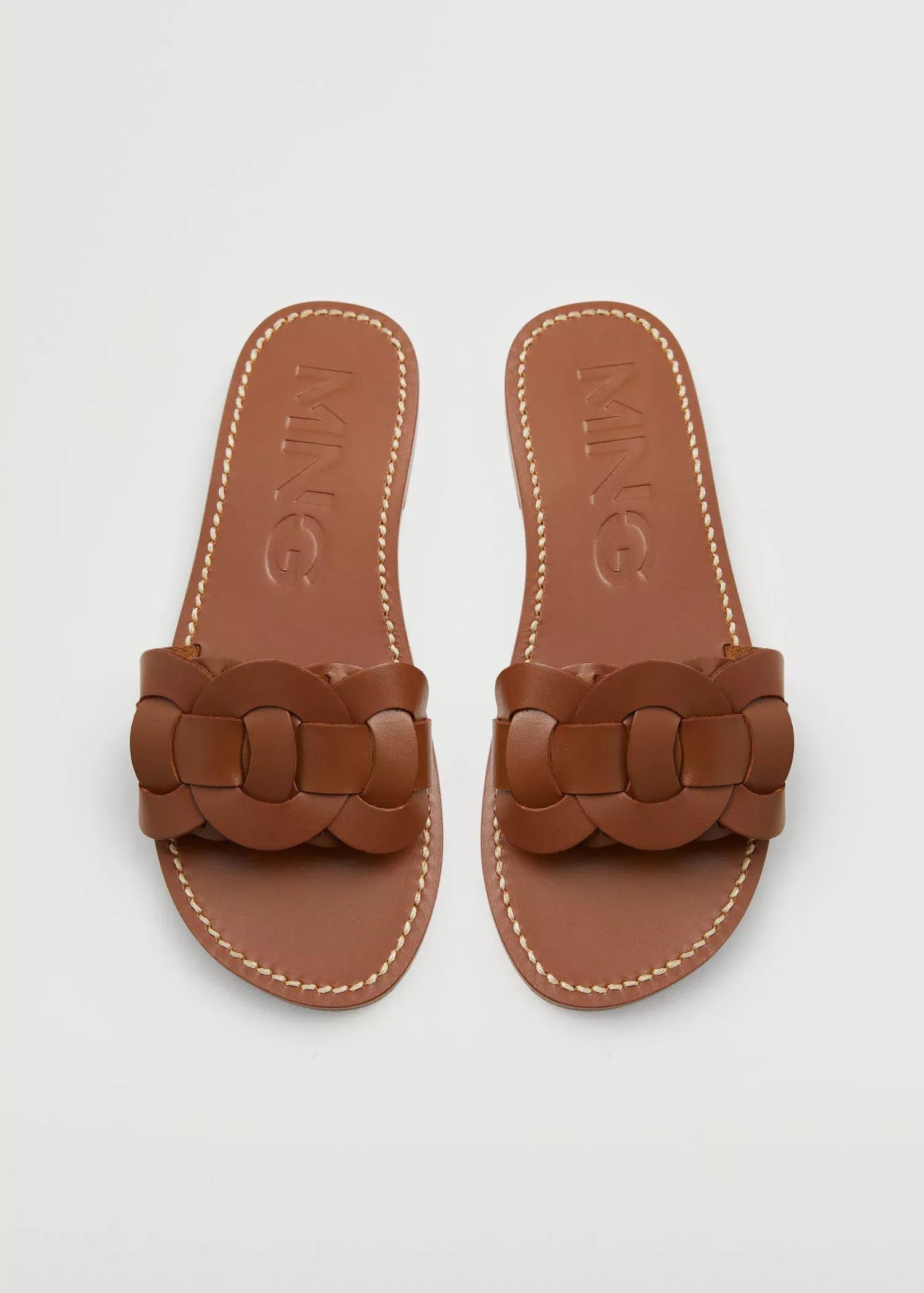brown Leather braided sandals, , large image number 2
