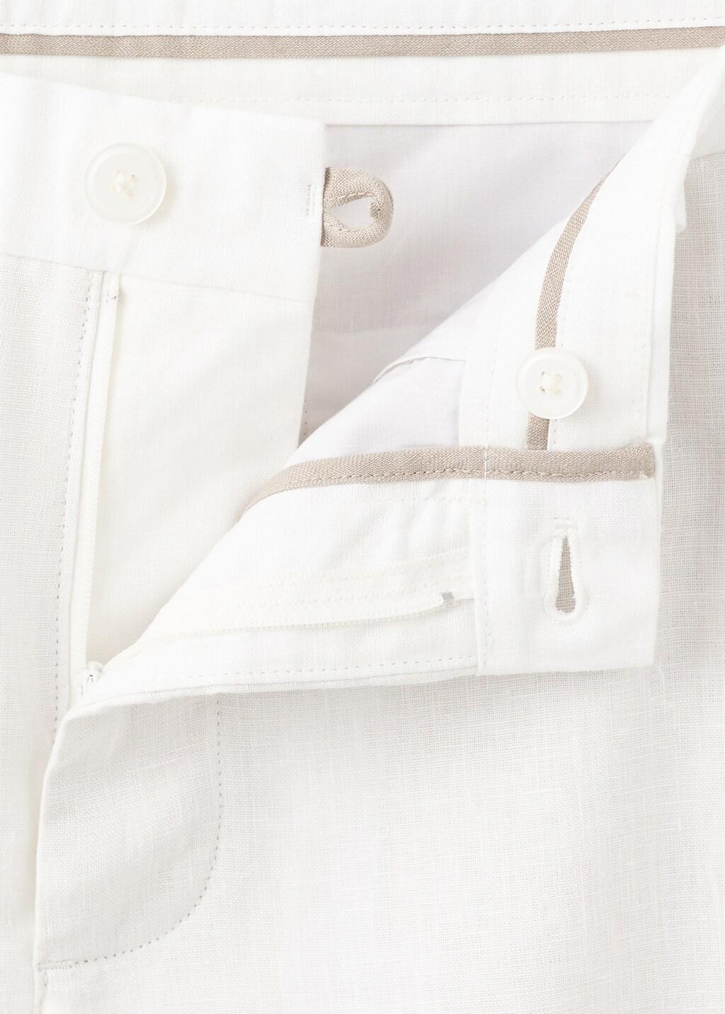 White Slim-Fit Linen Trousers, Natural White, large image number 1