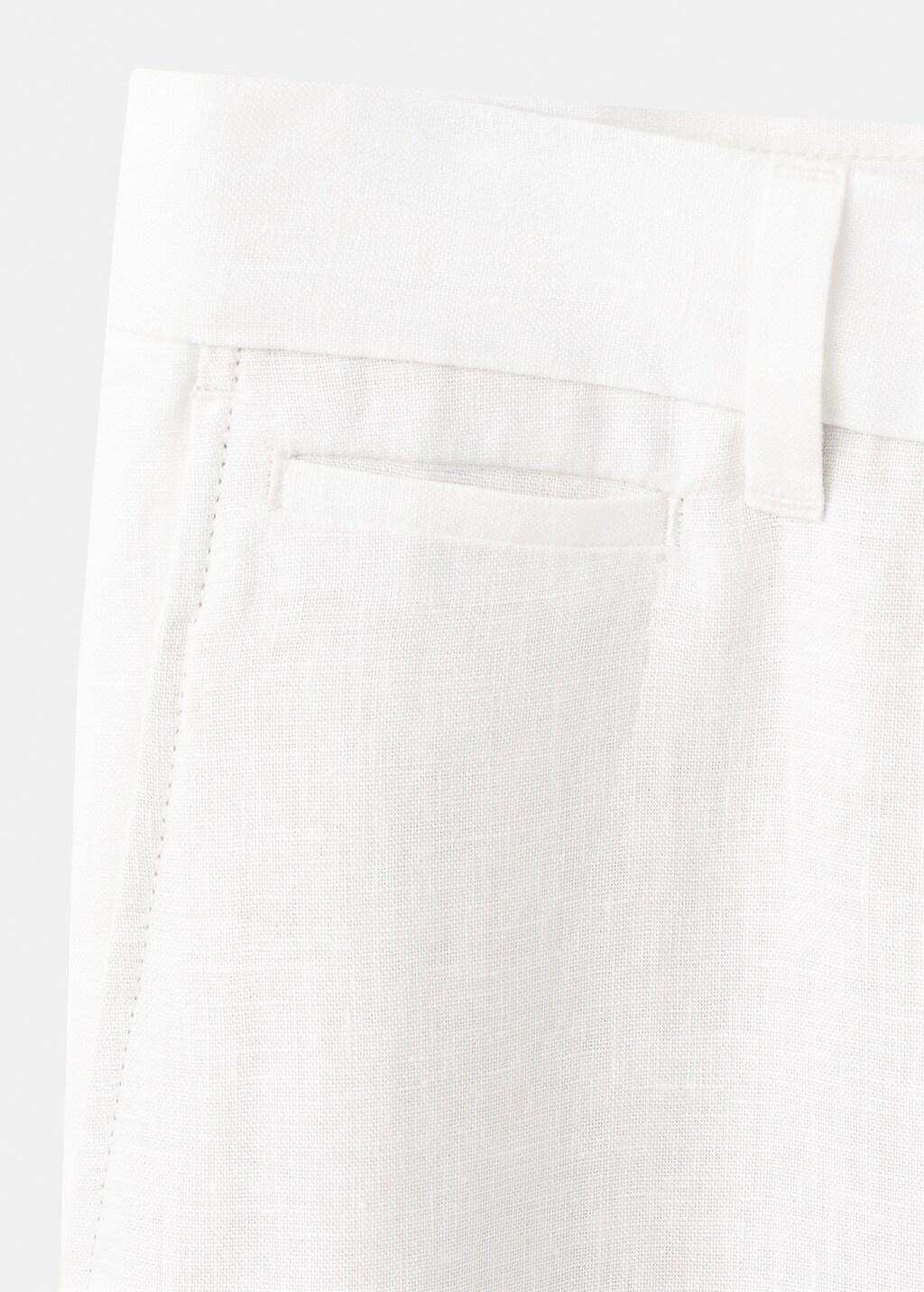 White Slim-Fit Linen Trousers, Natural White, large image number 5