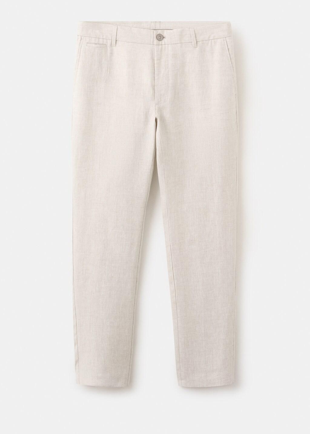 LIGHT BEIGE Slim-fit 100% linen trousers, Light Beige, large image number 8