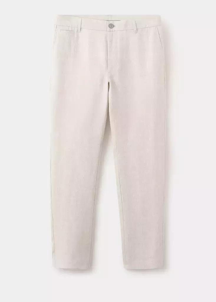 LIGHT BEIGE Slim-fit 100% linen trousers, Light Beige, large image number 9