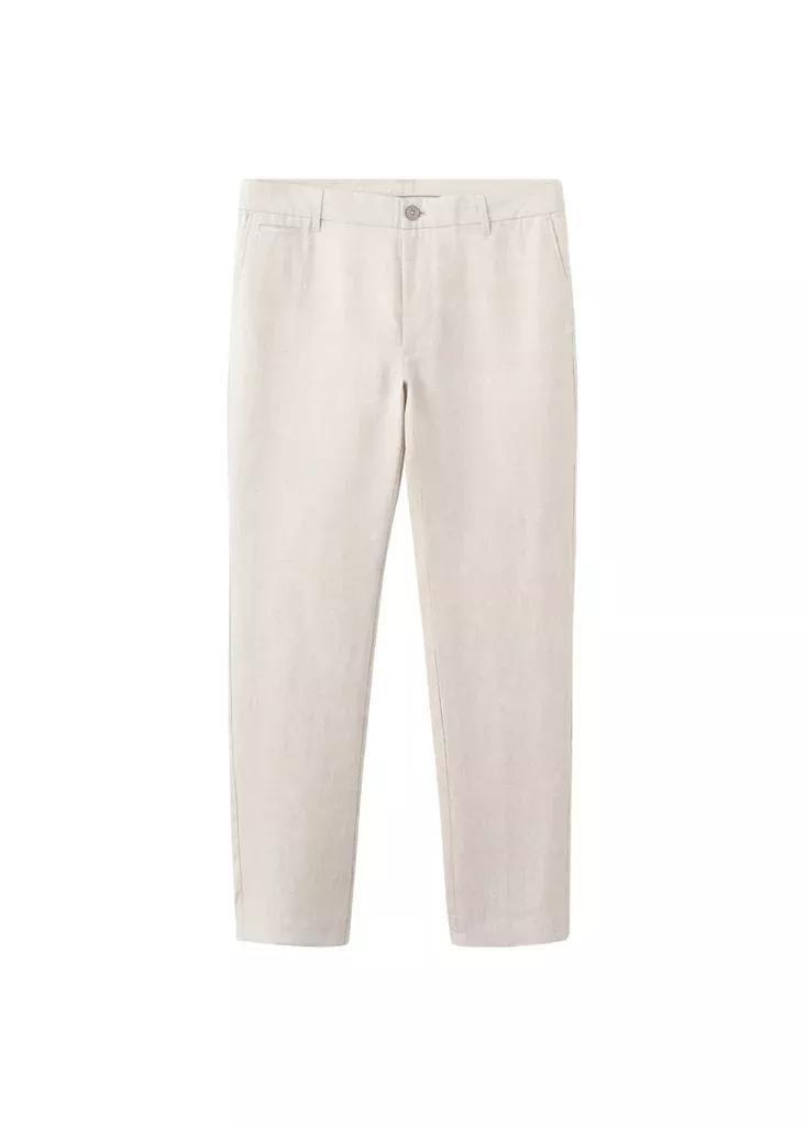 LIGHT BEIGE Slim-fit 100% linen trousers, Light Beige, large image number 12