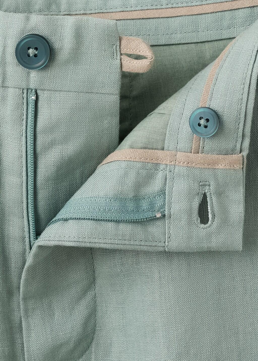 Green Slim-Fit Linen Trousers, Bright Green, large image number 1
