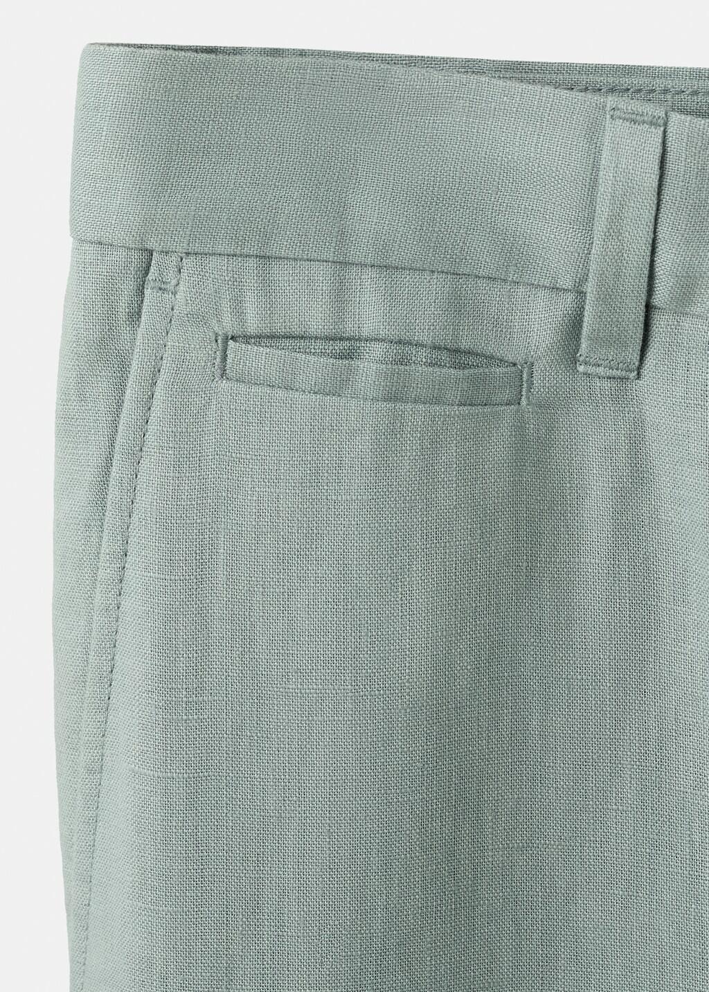 Green Slim-Fit Linen Trousers, Bright Green, large image number 5
