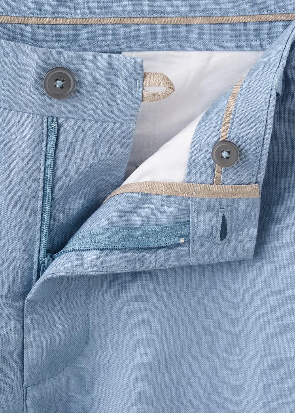 Blue Slim-Fit Linen Trousers, Light-Pastel Blue, large image number 1