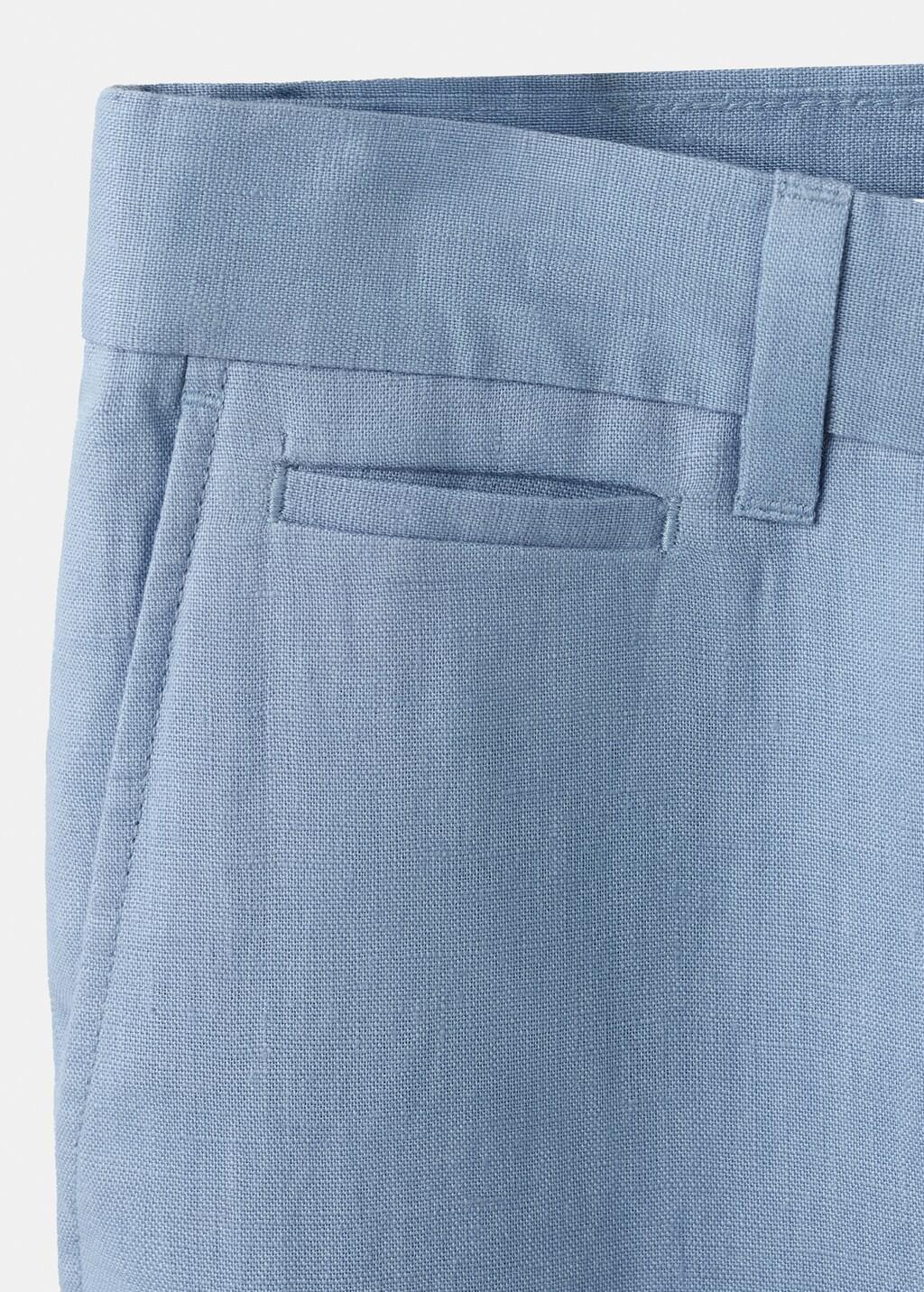 Blue Slim-Fit Linen Trousers, Light-Pastel Blue, large image number 5