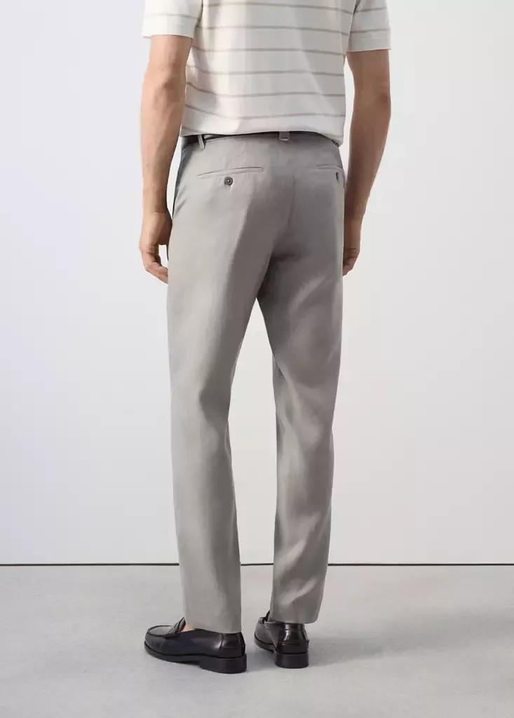 LT PASTEL GREY Slim-fit 100% linen trousers, Light Pastel Grey, medium