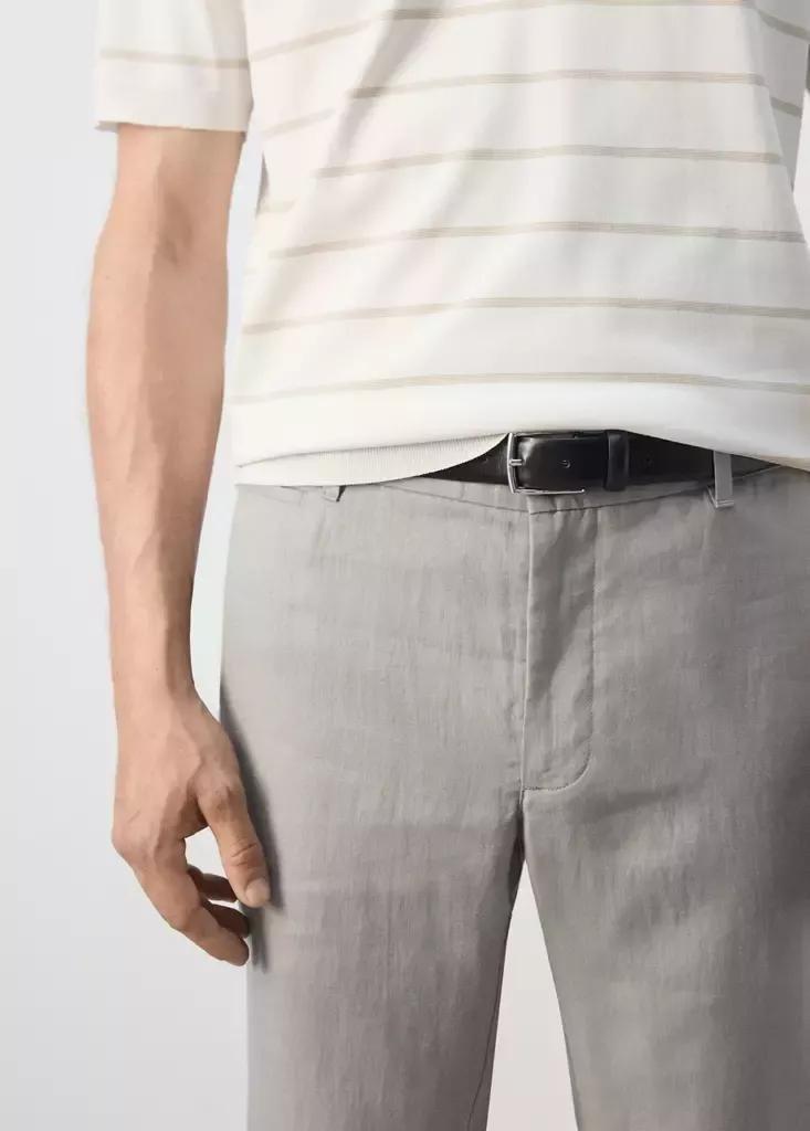 LT PASTEL GREY Slim-fit 100% linen trousers, Light Pastel Grey, large image number 3