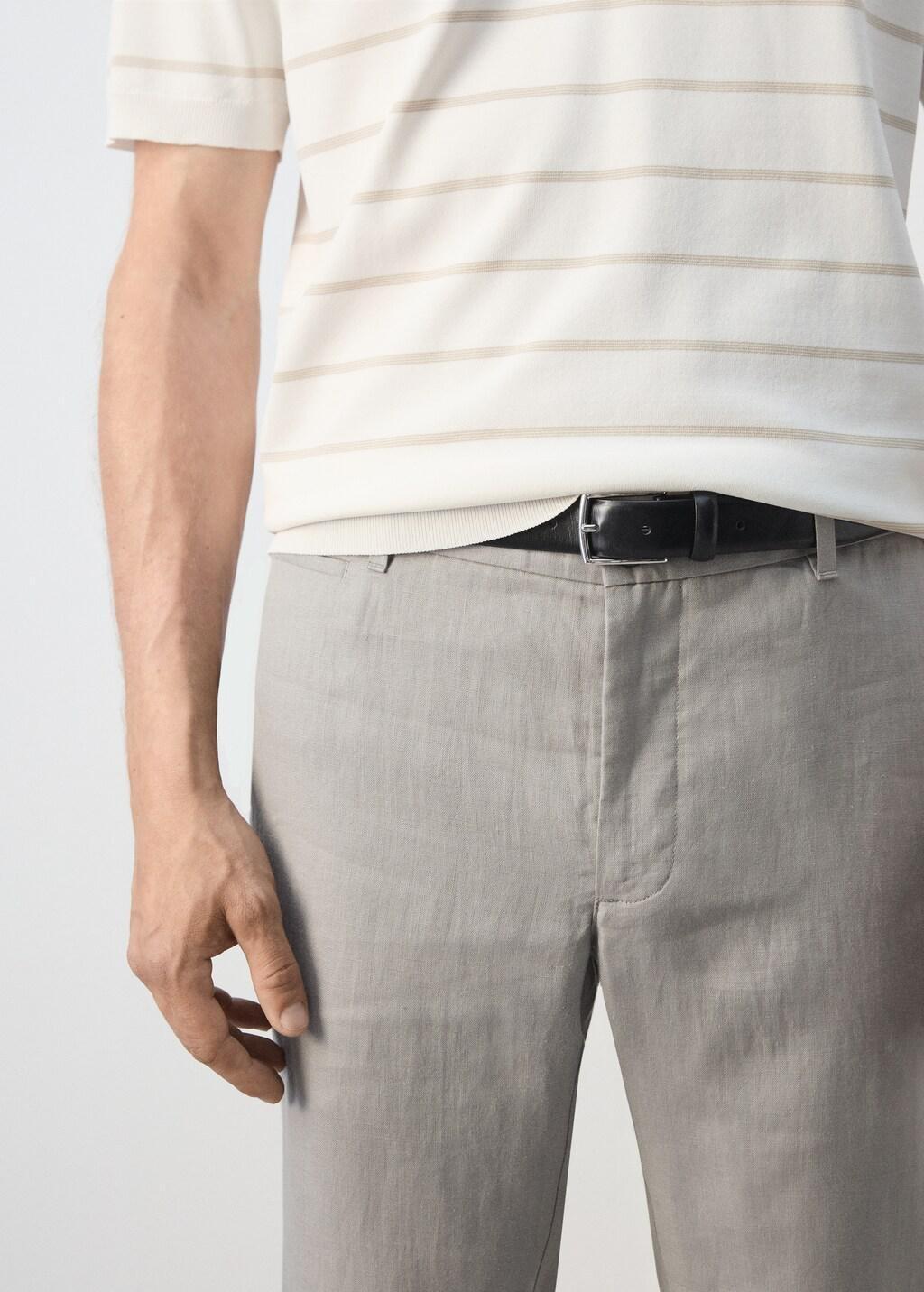 LT PASTEL GREY Slim-fit 100% linen trousers, Light Pastel Grey, large image number 4
