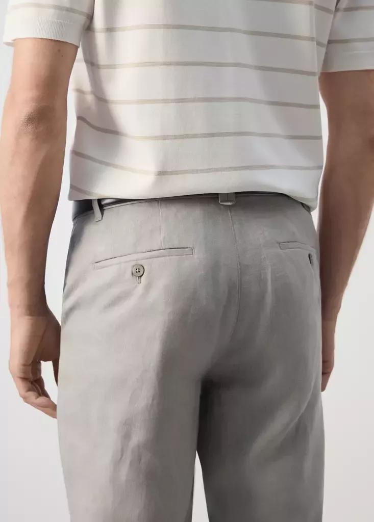 LT PASTEL GREY Slim-fit 100% linen trousers, Light Pastel Grey, large image number 5