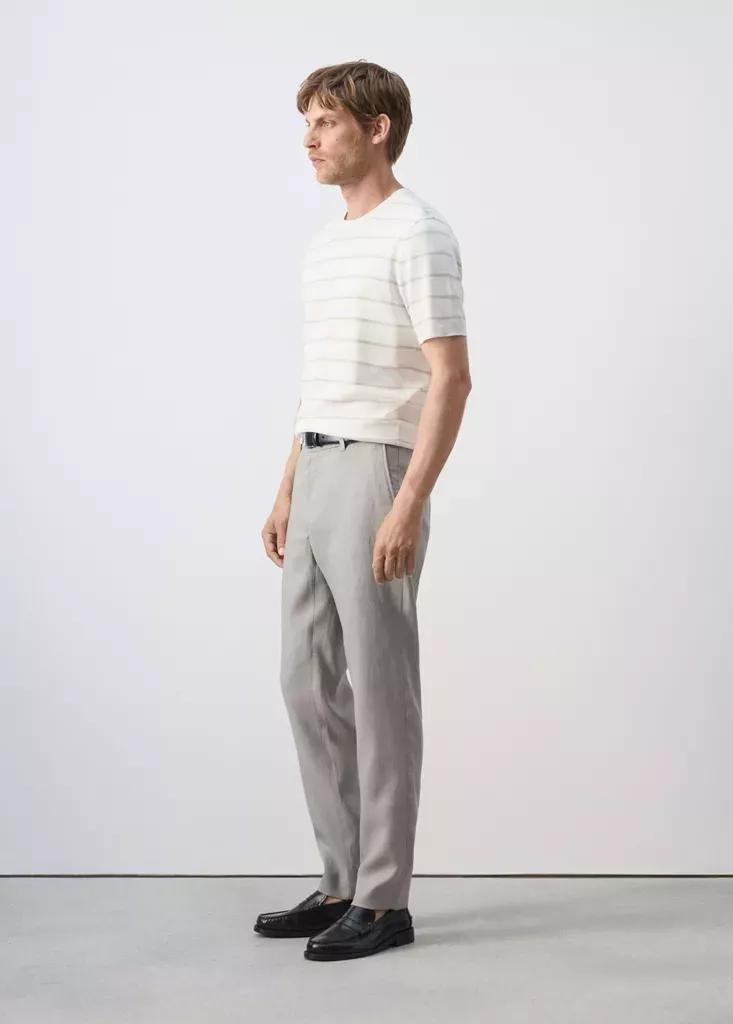 LT PASTEL GREY Slim-fit 100% linen trousers, Light Pastel Grey, large image number 6