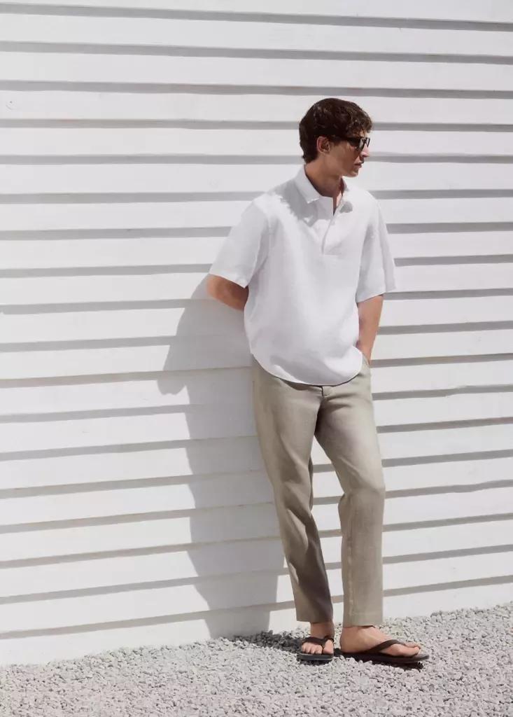 LT PASTEL GREY Slim-fit 100% linen trousers, Light Pastel Grey, large image number 7
