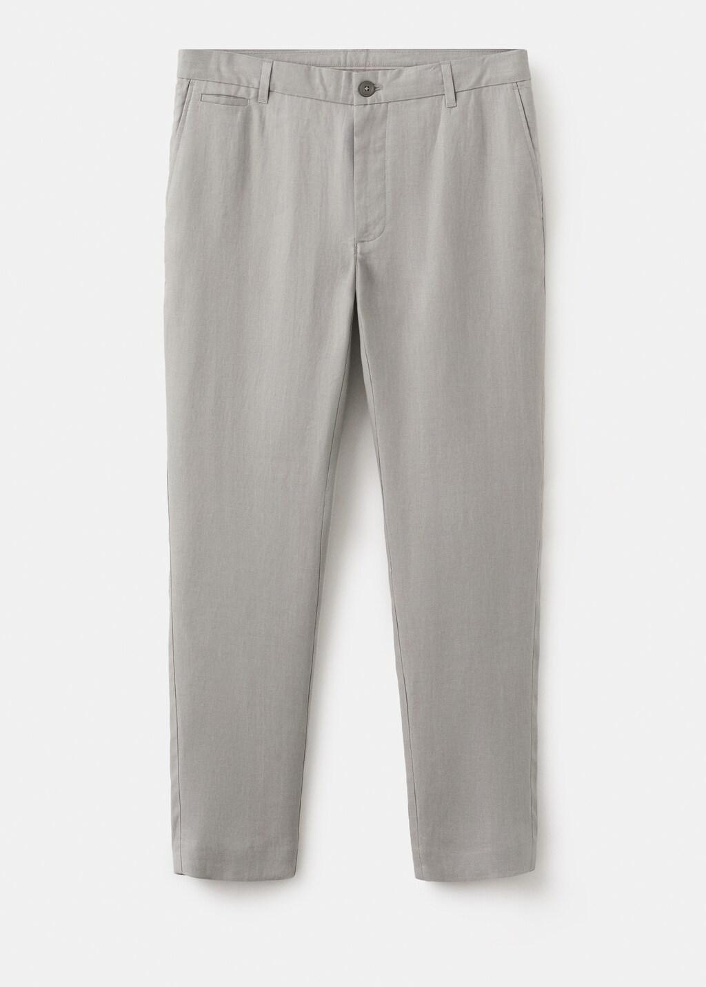 LT PASTEL GREY Slim-fit 100% linen trousers, Light Pastel Grey, large image number 9