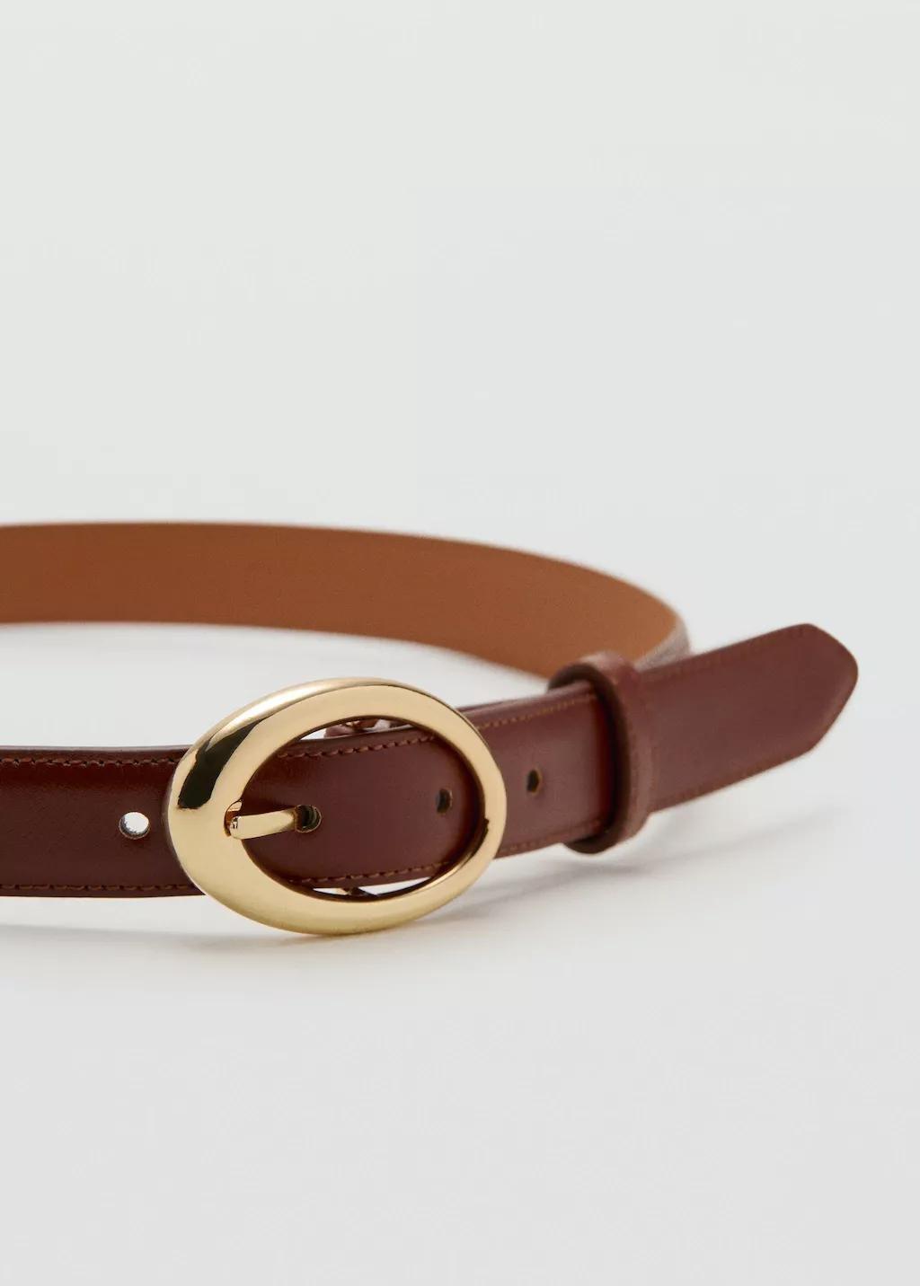 Brown Oval Buckle Belt, 0201_30, large image number 0