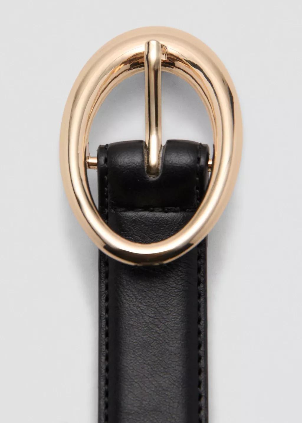 Black Oval Buckle Belt, 0201_99, large image number 1