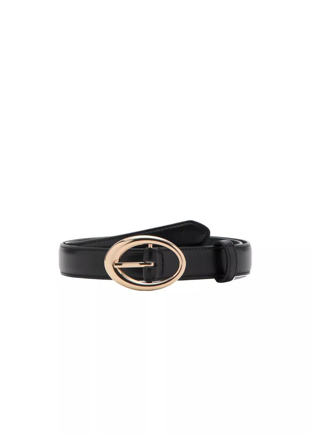 Black Oval Buckle Belt, 0201_99, large image number 2