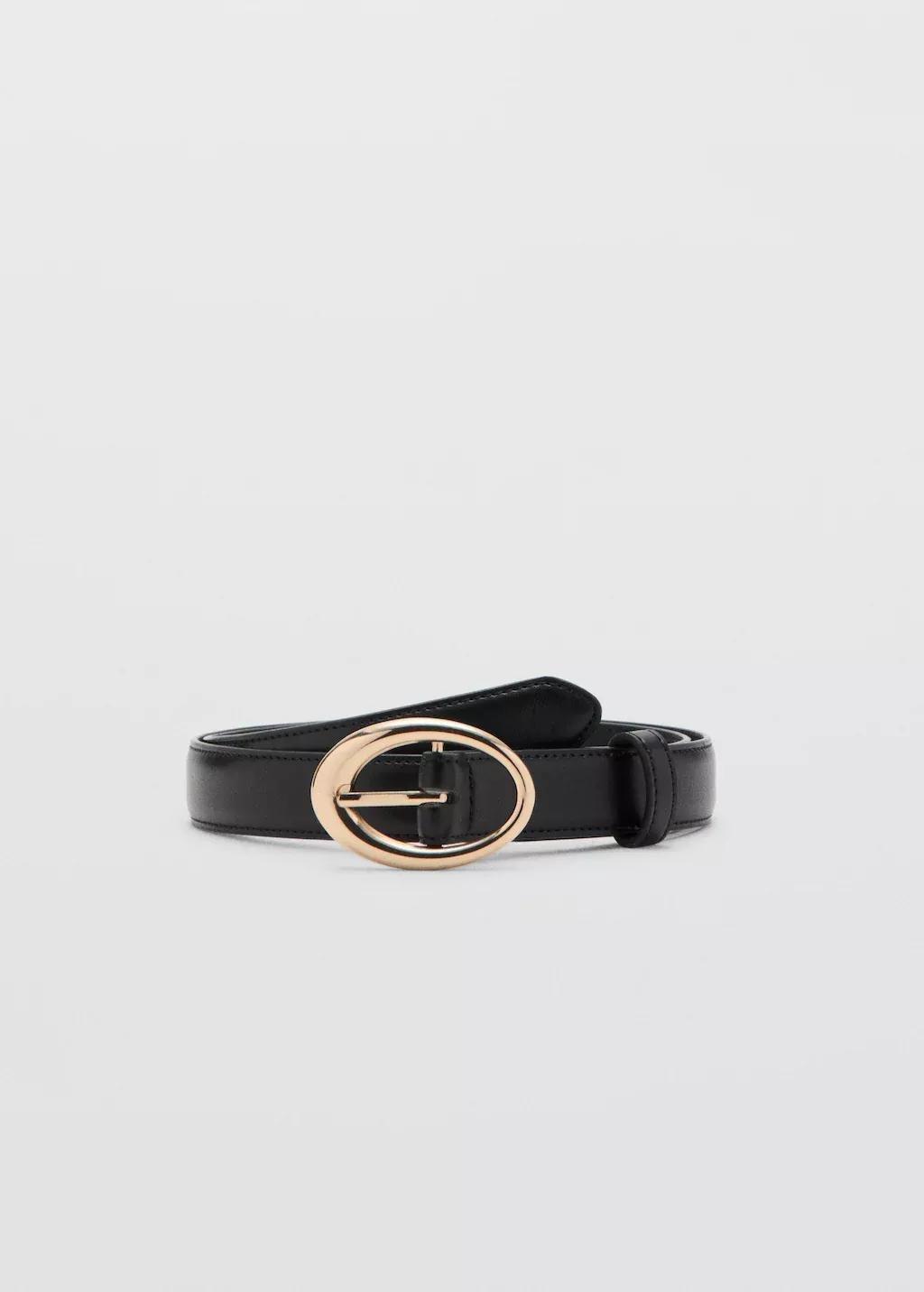 Black Oval Buckle Belt, 0201_99, large image number 3
