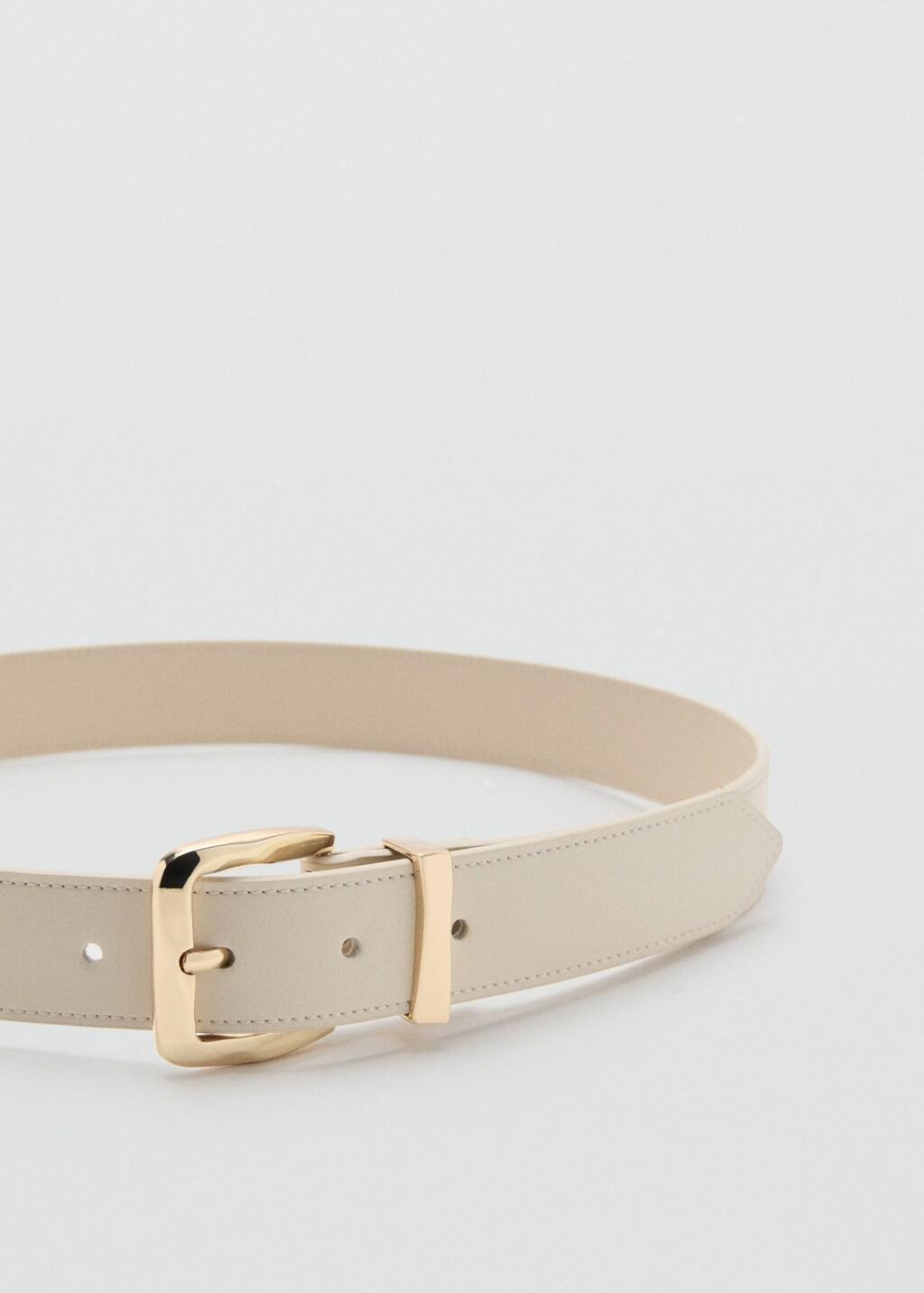 Beige Embossed Buckle Belt, Light Beige, large image number 0