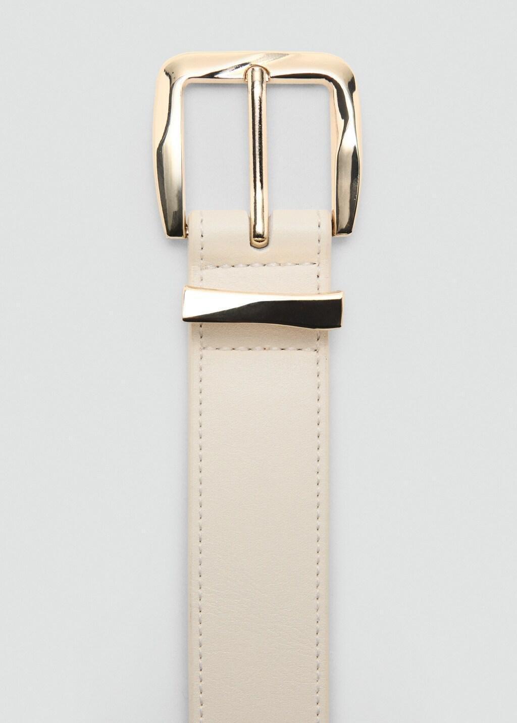 Beige Embossed Buckle Belt, Light Beige, large image number 1
