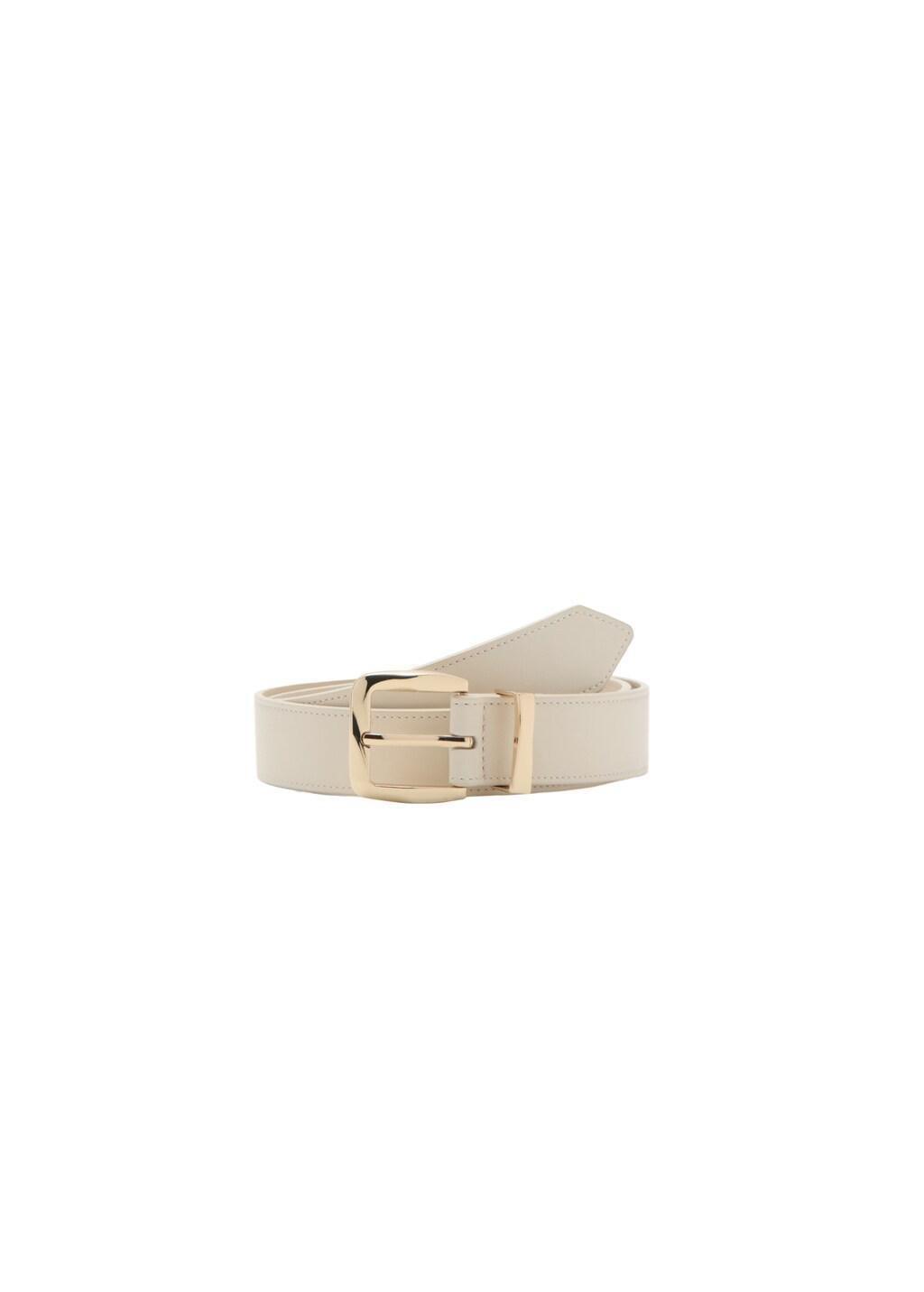 Beige Embossed Buckle Belt, Light Beige, large image number 2