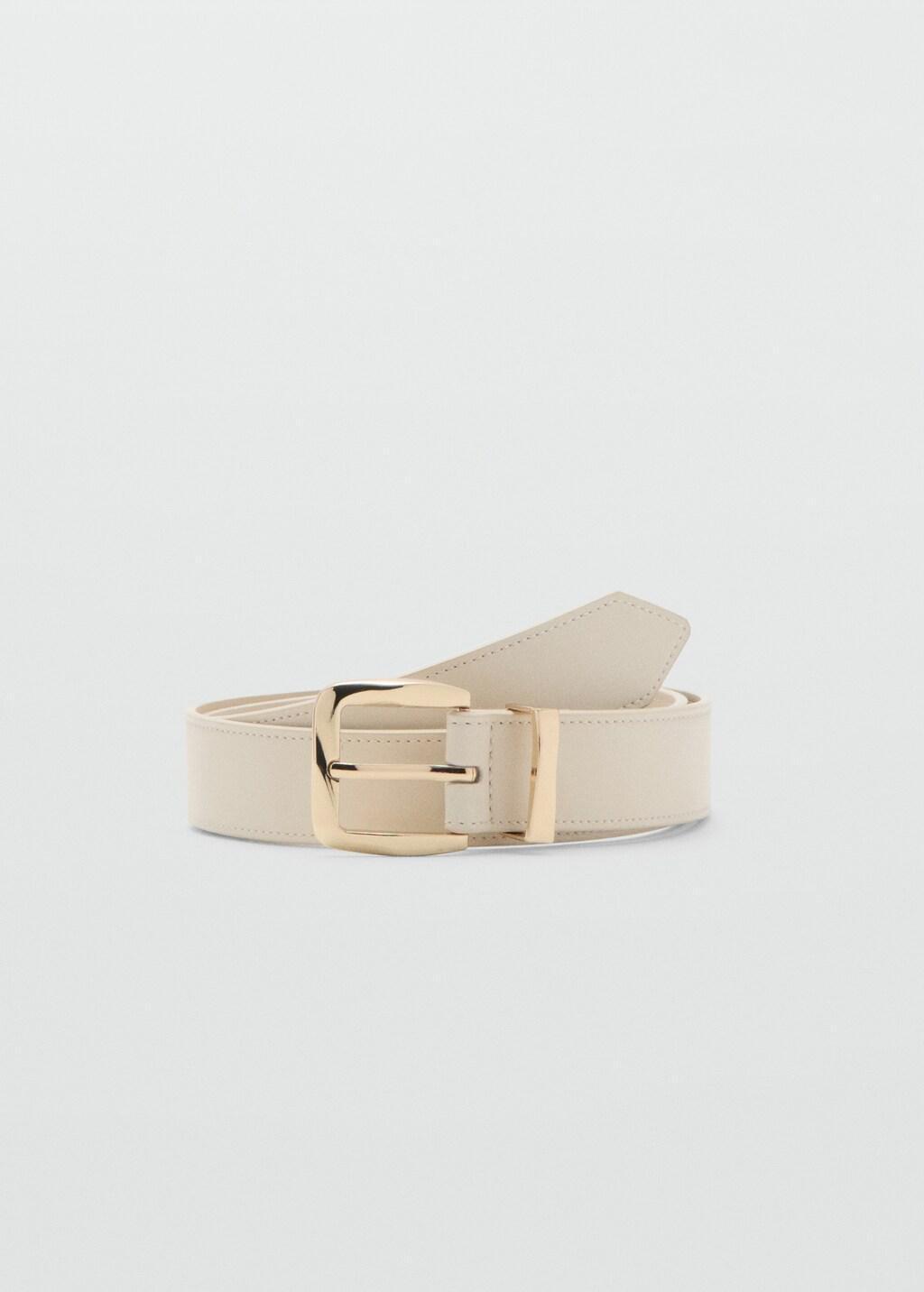 Beige Embossed Buckle Belt, Light Beige, large image number 3
