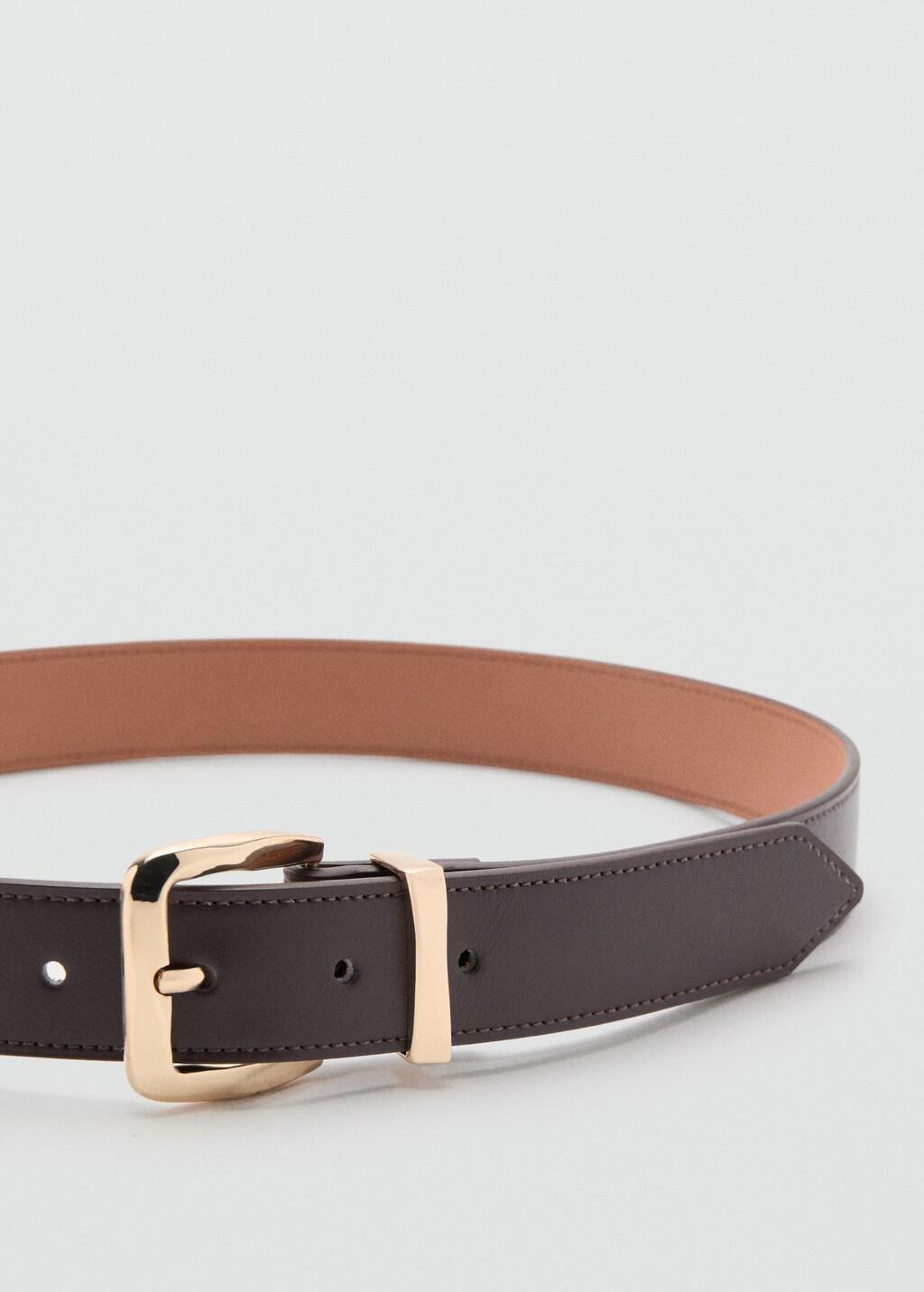 Brown Embossed Buckle Belt, Dark Brown, large image number 0