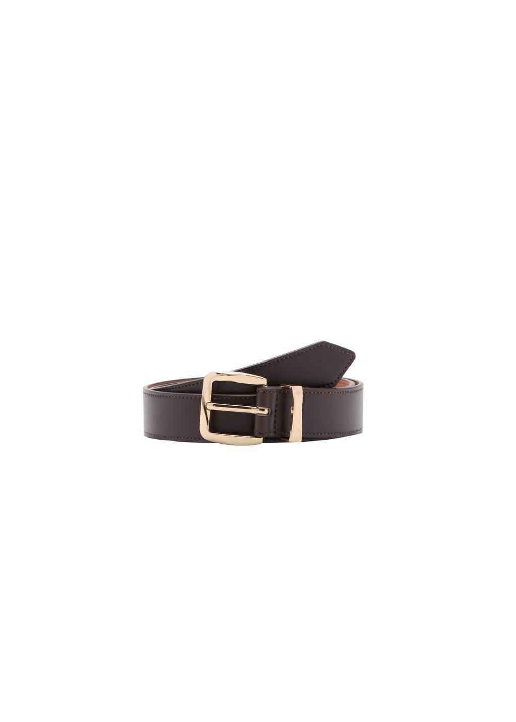 Brown Embossed Buckle Belt, Dark Brown, large image number 2