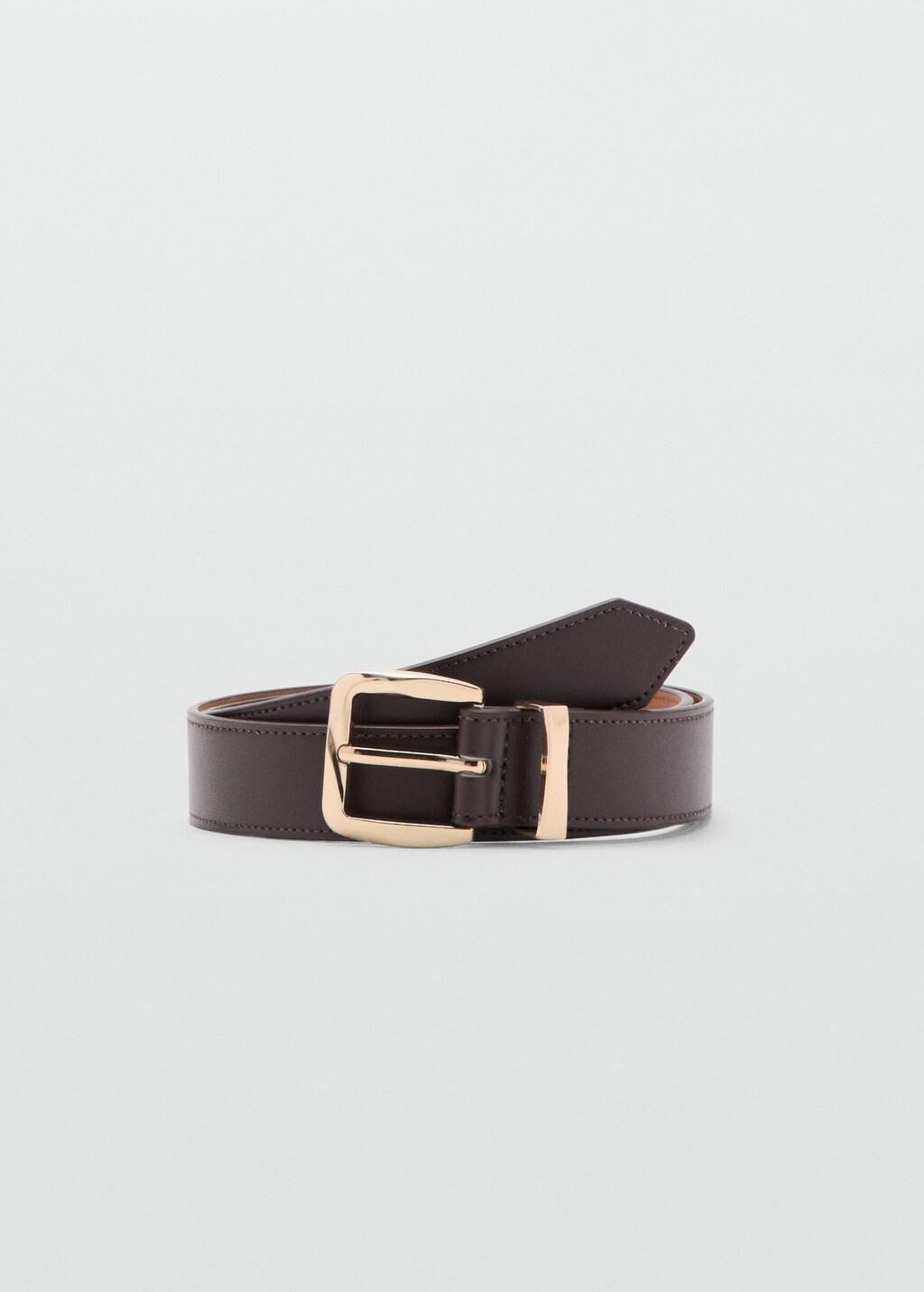 Brown Embossed Buckle Belt, Dark Brown, large image number 3