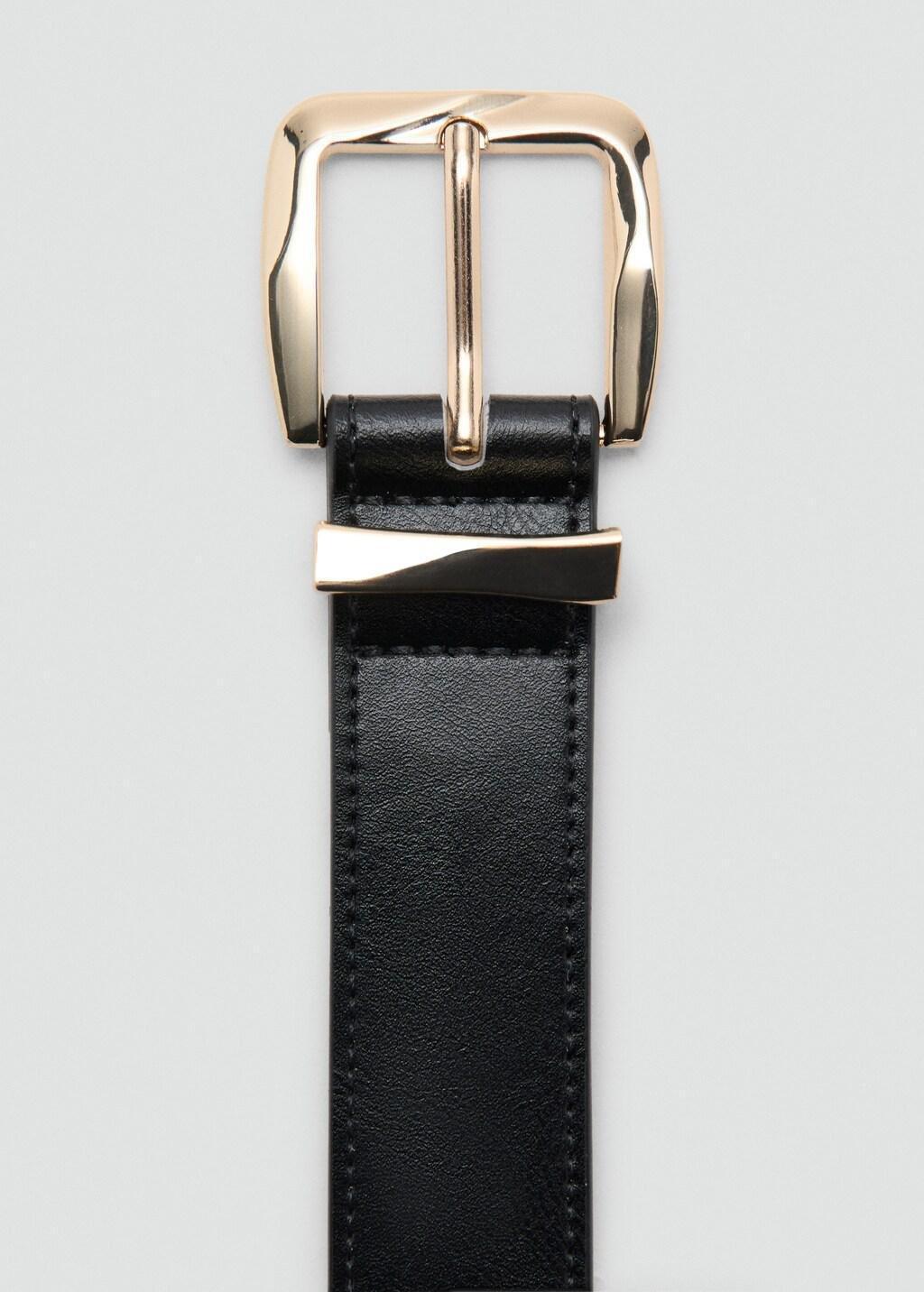 Black Embossed Buckle Belt, Black, large image number 1