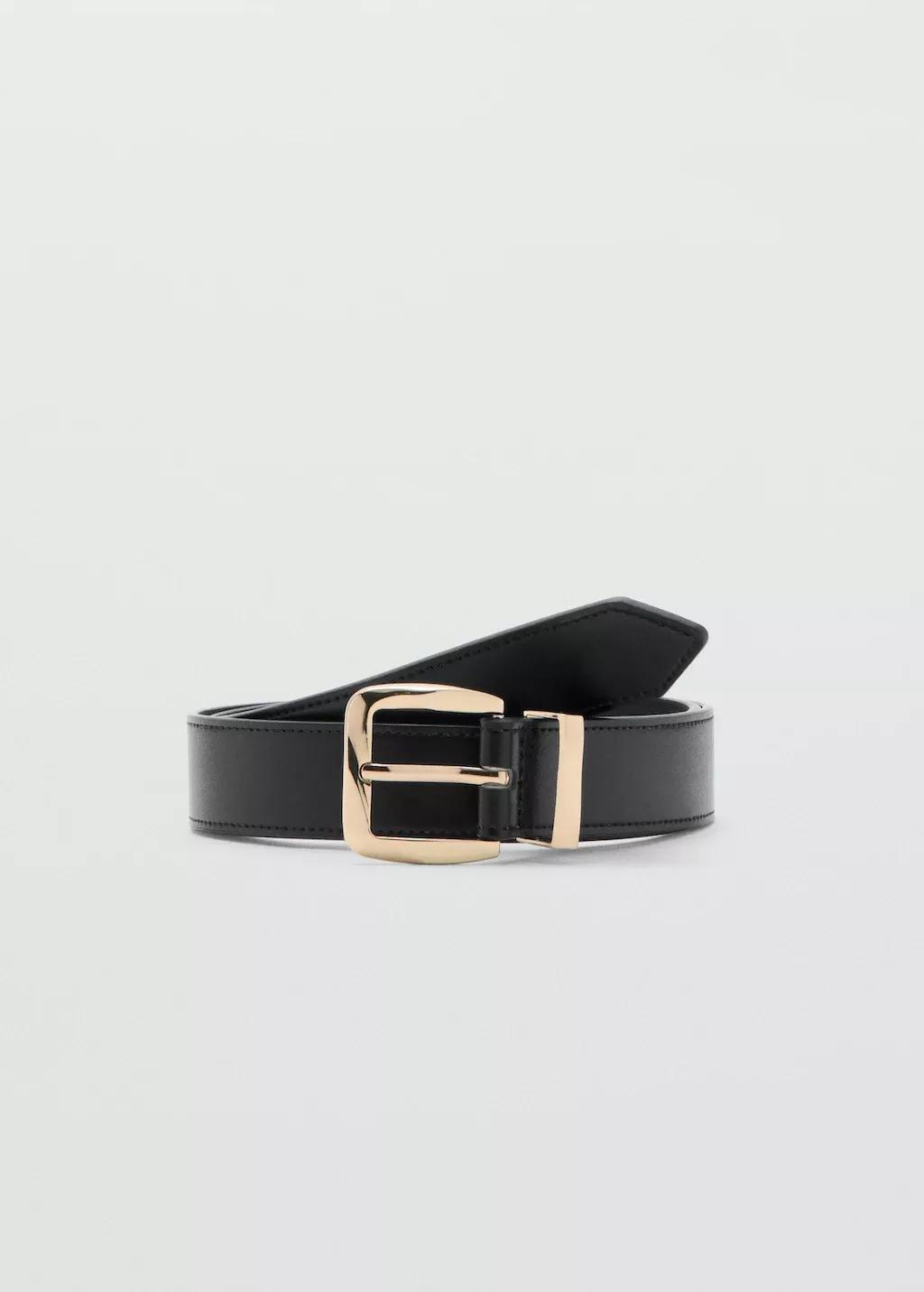 Black Embossed Buckle Belt, Black, large image number 3