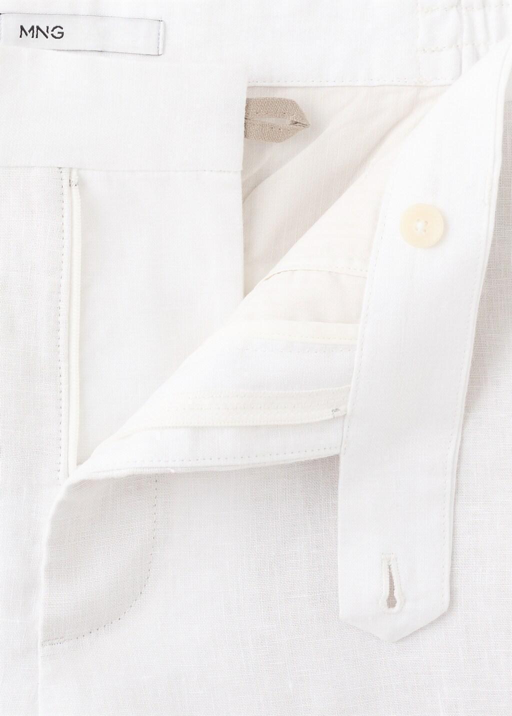 White Regular Fit 100% Linen Bermuda Shorts, Natural White, large image number 1