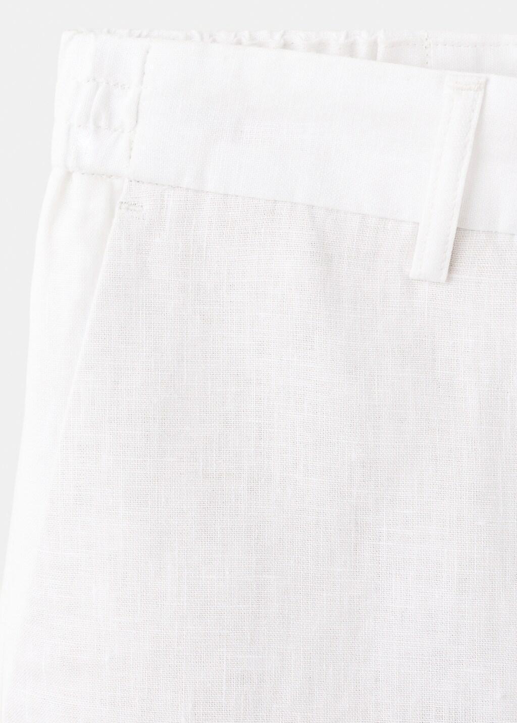 White Regular Fit 100% Linen Bermuda Shorts, Natural White, large image number 5