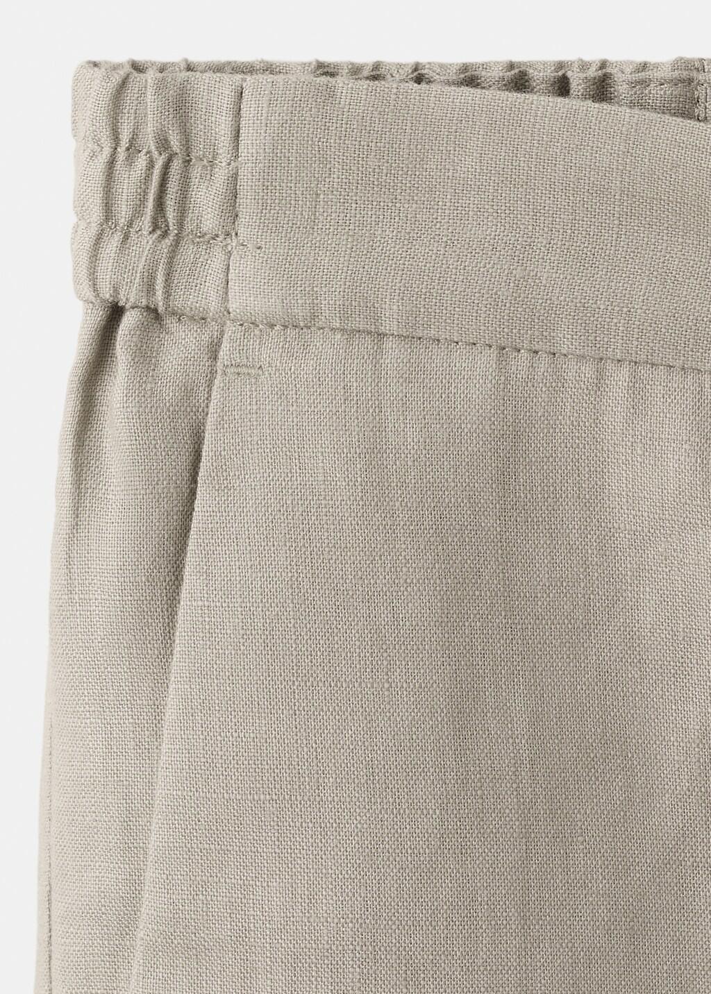 Brown Regular Fit Linen Bermuda Shorts, Medium Brown, large image number 5