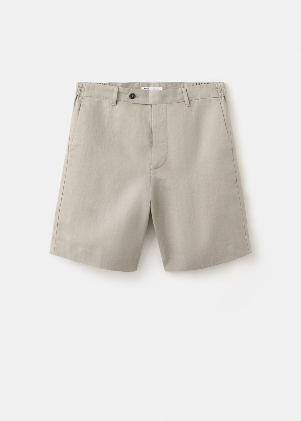 Brown Regular Fit Linen Bermuda Shorts, Medium Brown, large image number 7