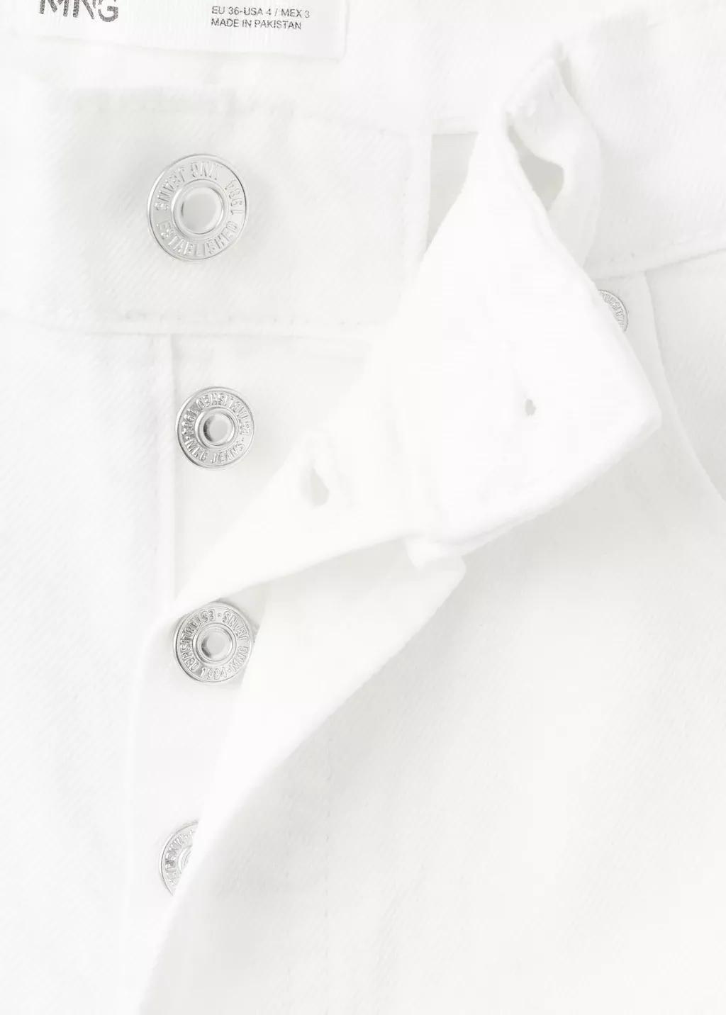 White Denim Shorts With Frayed Hem, White, large image number 1