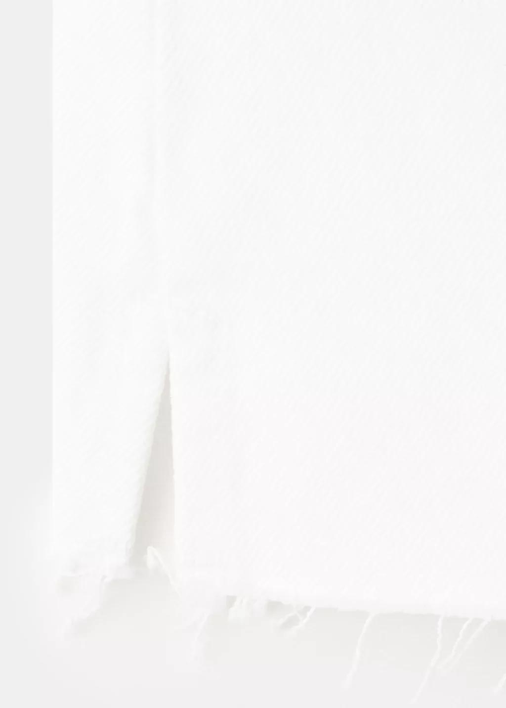 White Denim Shorts With Frayed Hem, White, large image number 5